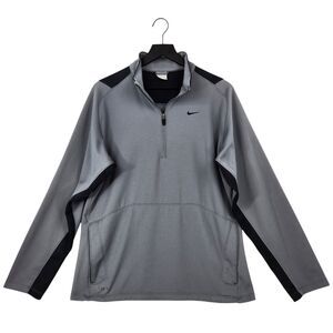 Nike Fit Dry Long Sleeve Shirt Medium Gray Black 1/4 Zip Running Pullover Active